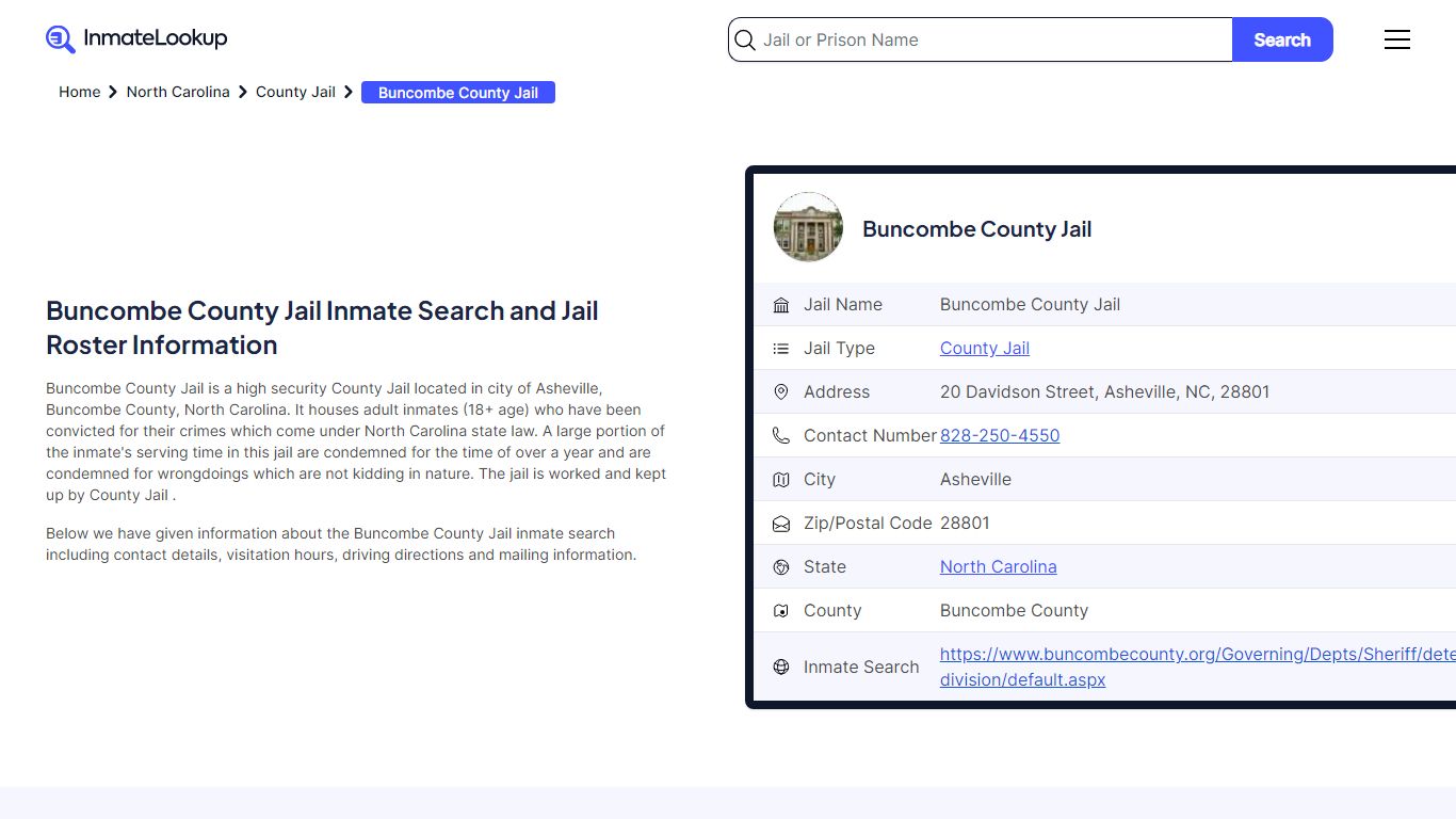 Buncombe County Jail (NC) Inmate Search North Carolina - Inmate Lookup